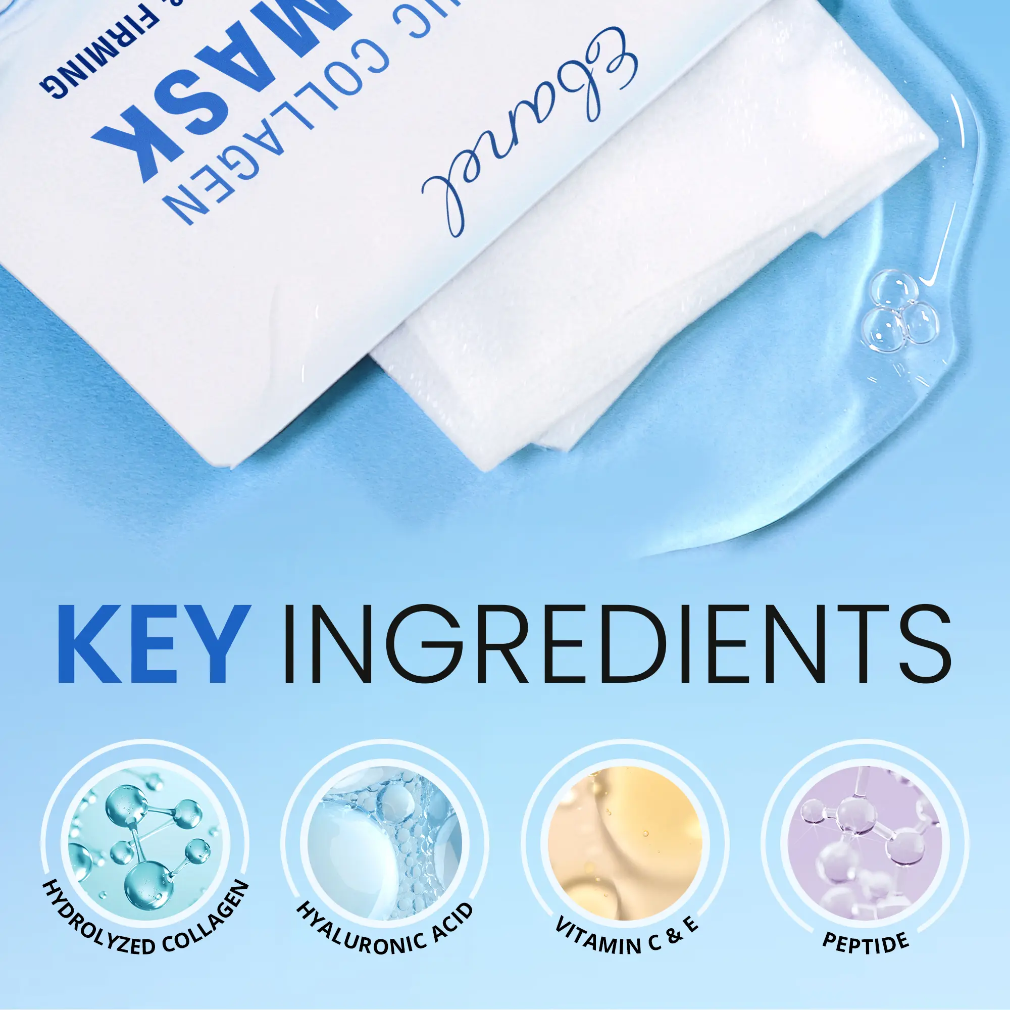 Ebanel Hyaluronic + Collagen Mask 10 Pack Firm Brighten Hydrate