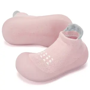 Baby Walking Sock Shoes First Non Slip Soft Rubber Sole, Breathable Slip On Sneakers For Toddler Boys Girls, Lightweight Comfortable Infant Slipper Shoes, Indoor Outdoor Wear Resistant All Season Anti Slip Toddler First Step Sock Shoes For 0-3T Kids