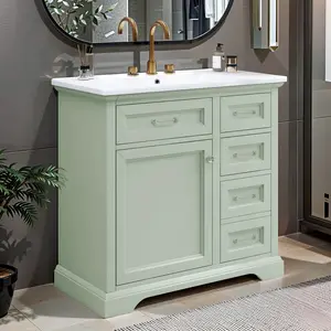Nicole Selection Modern Solid Wood Bathroom Vanity with Sink, Waterproof Cabinet for Bathroom