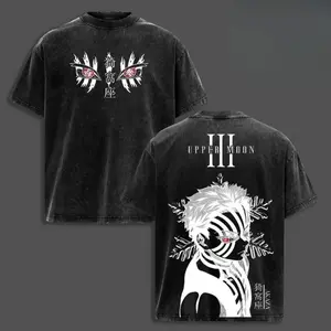 Akaza Upper Rank 3 Graphic Tee Vintage Washed Oversized Shirt Manga Villain Demon Slayer Cotton T-Shirt for Truck Lovers Unisex Casual Crewneck Top Menswear Fashion Essential