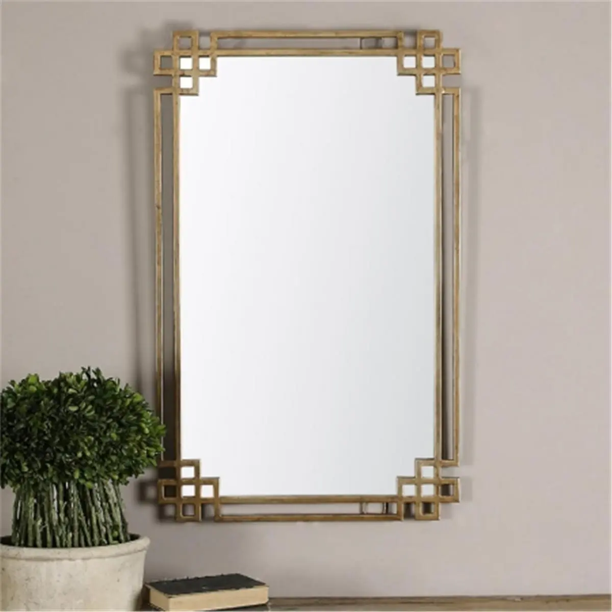 212 Main 12930 Devoll Antique Gold Mirror, Decor, Metal, Light, Metal Frame, Wall Mirror, Mirror Wall Decor