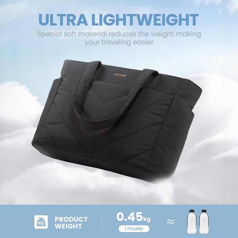 【Valentine's Day Gift】LOVEVOOK Puffer Tote Bag for Women,  Lightweight 15.6'' and 17.3'' Puffy Bag with Multi Compartments, Quilted Shoulder Bag Handbag for Travel, Work,Commuting, EVeryday Bag. TikTokShopJumpstartSale