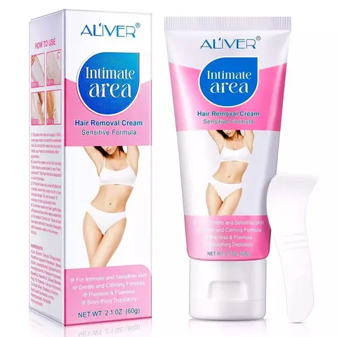 Women's Intimate Hair Removal Cream - UK 2.1 oz/50 ml Gentle & Calming Formula for Intimate & Sensitive Skin, Under Arm & Bikini Line Body Care, For Intimate And Sensitive Skin, Gentle And Calming Formula