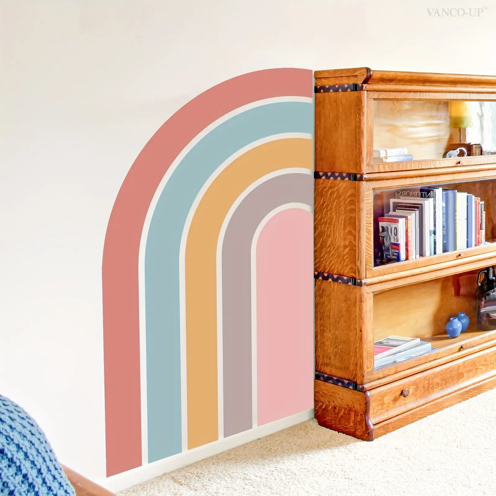 A set (30*90cm*2pcs) of macaron-colored rainbow wall stickers for bedroom, living room, and bathroom background walls. Wall sticker for home decoration and beautification B15513
