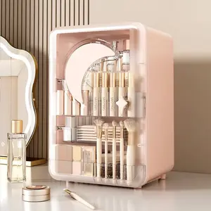 Luxury Desktop Makeup Storage Box, Dustproof Lipstick Organizer, Large Capacity Drawer Multilayer Storage Divided Compartments Transparent Beauty Cabinet, Beauty Supplies Organizer