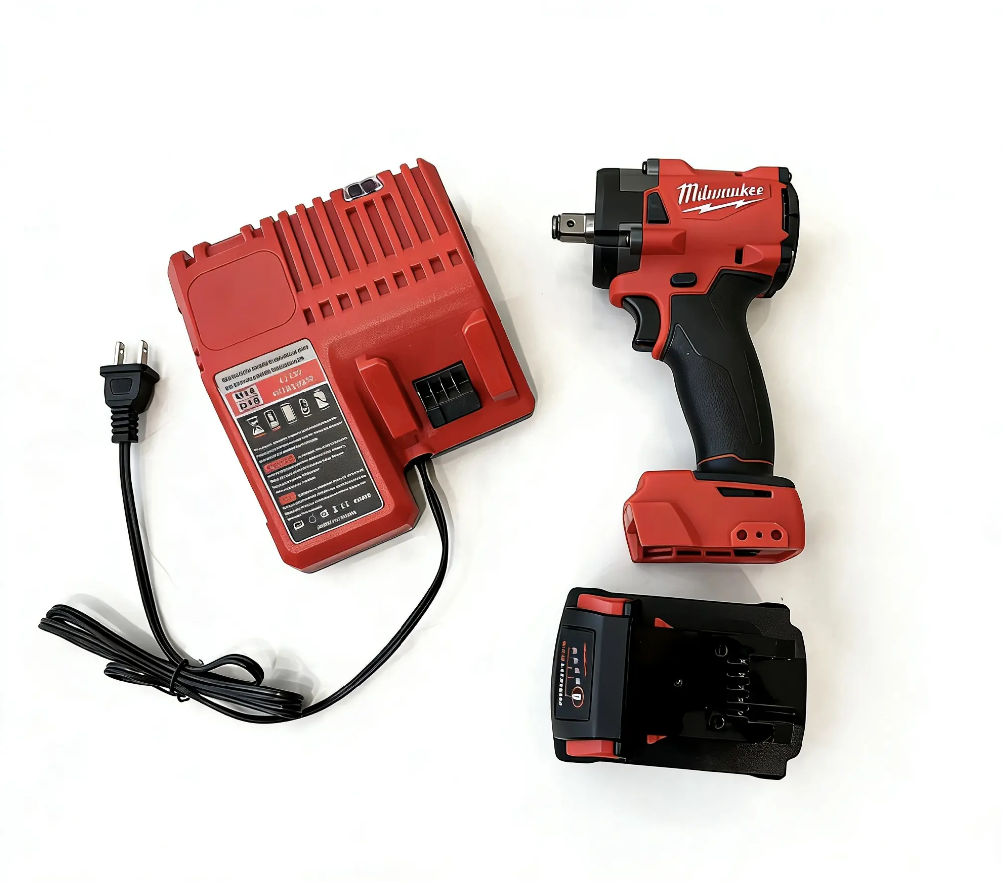 Milwaukee M18 Cordless 3/8-Inch Impact Wrench Full Kit - Single Battery Pack, Complete Charger Unit, Slim Body for Confined Work Areas, Robust Structure for Auto Service Personnel - Wholesale Portable Hand Tool Kit