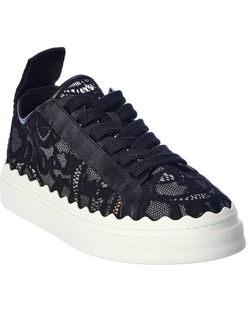 Chloé Lauren Lace & Leather Sneaker
