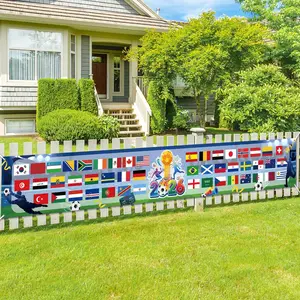 48 Teams Countries Flags Banner World Soccer Decorations 2026, Long Fabric World Soccer Backdrop 48 Nations Flags Banner Decorations for Bar Club Garden Restaurant  Wall, 106 x 16 Inch