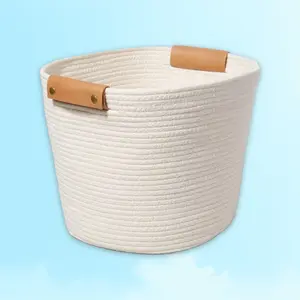 13.75" Decorative Coiled Rope Basket Cream - Decorative Rope Basket, Cream, 13.75", for Home Organization, Sturdy, Woven Design