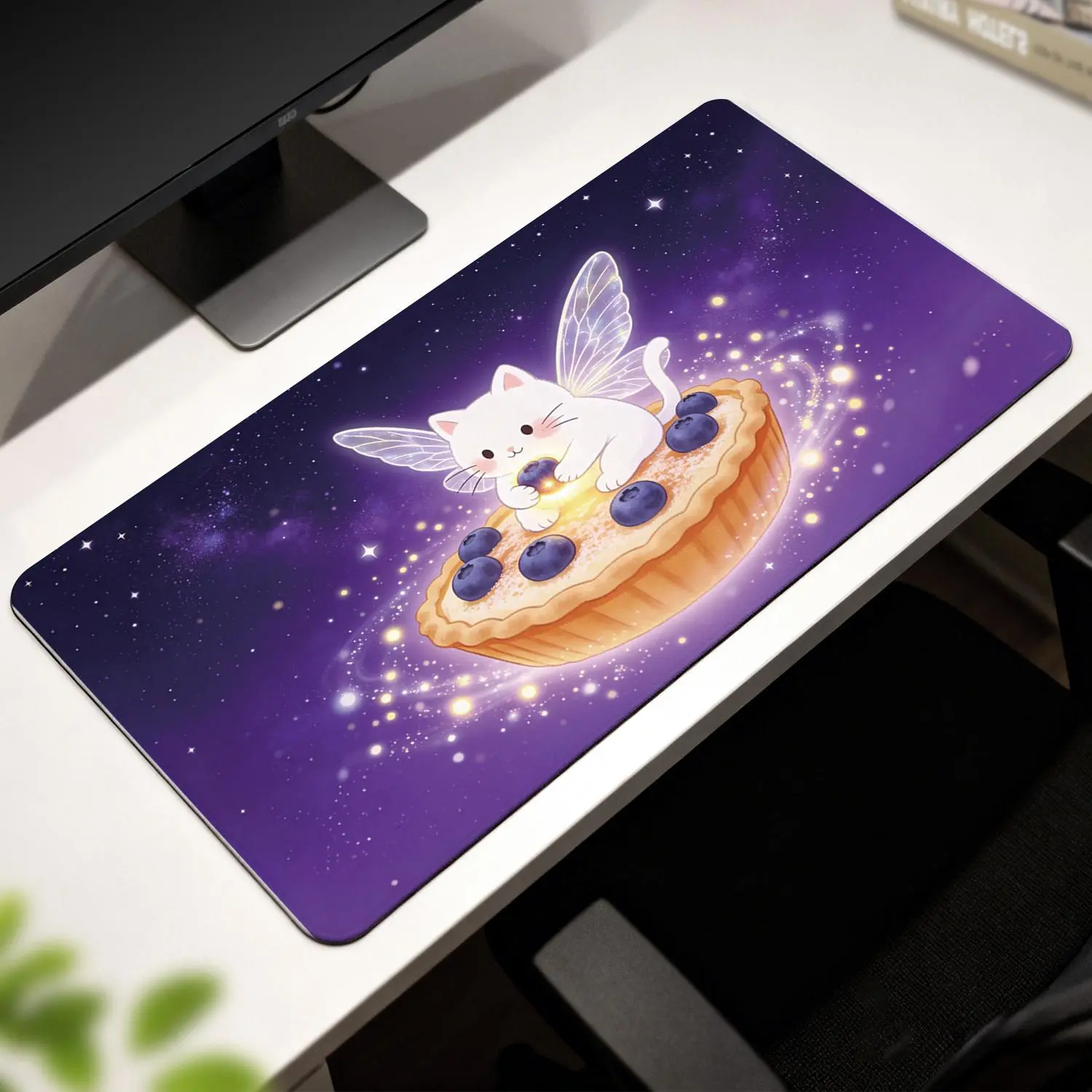 LIVEKEY 80x40cm Rectangular Plastic Gaming Mouse Pad - Cute Corgi, 3D Banana, Fantasy Butterfly Prints, Non-Slip Base, Stitched Edges, PC Compatible Extended Computer Desk Mat for Gamers, Gaming Accessories