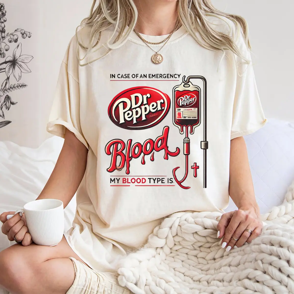 Dr Pepper Blood Type T-Shirt – Funny Soda Lover Tee, Retro Graphic Drink Shirt, My Blood Type Is Dr Pepper Top, Beverage Humor Unisex Gift for Fans
