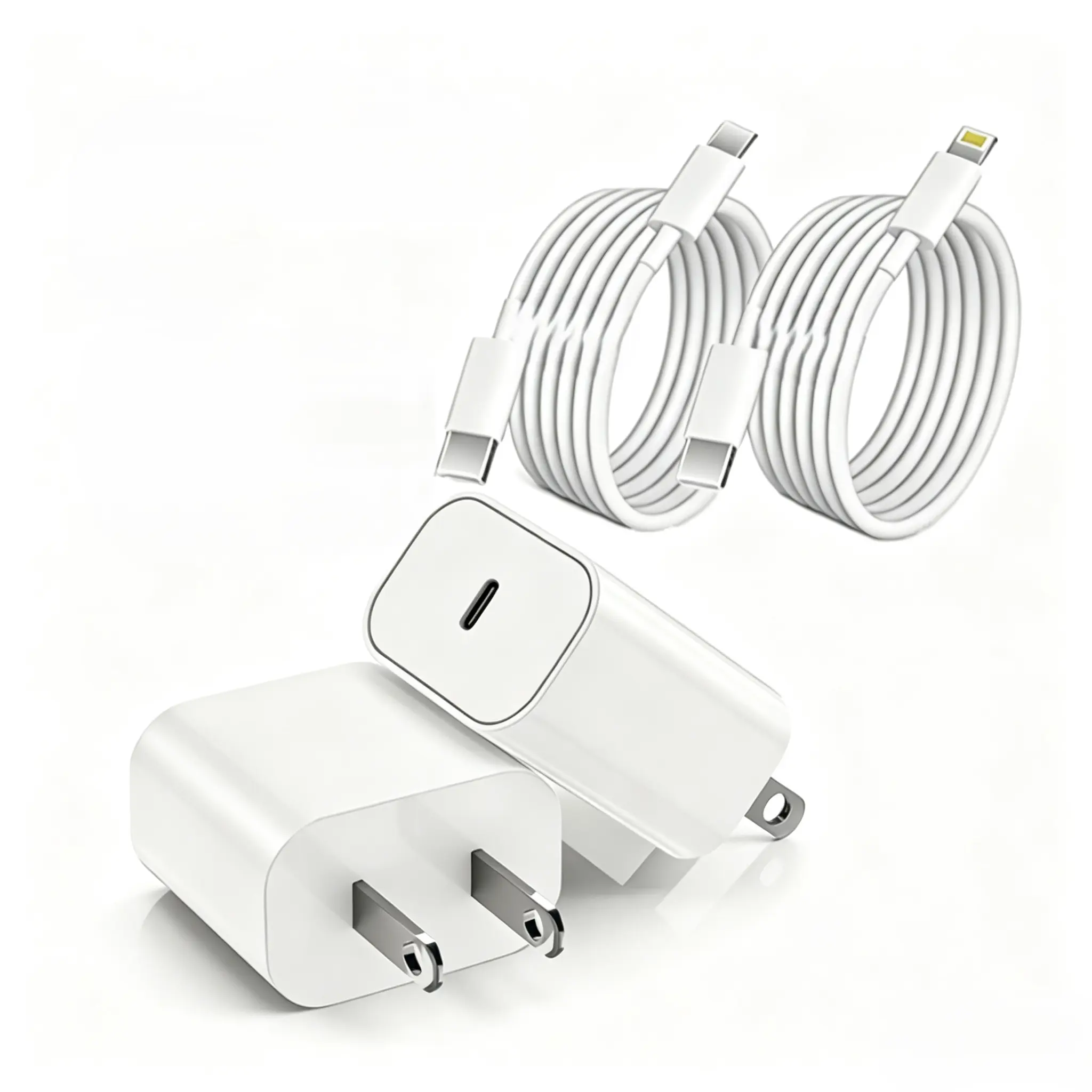 Multi-Device Fast Charging Bundle: 2-Pack 30W USB-C Wall Chargers with 5ft Type-C & Lightning Cables for iPhone 17/16/15/14/13/12, iPad, Samsung & Android