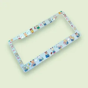 Cute Baby Critters Aesthetic License Plate Frame - Soft Girl Cottagecore Car Decor