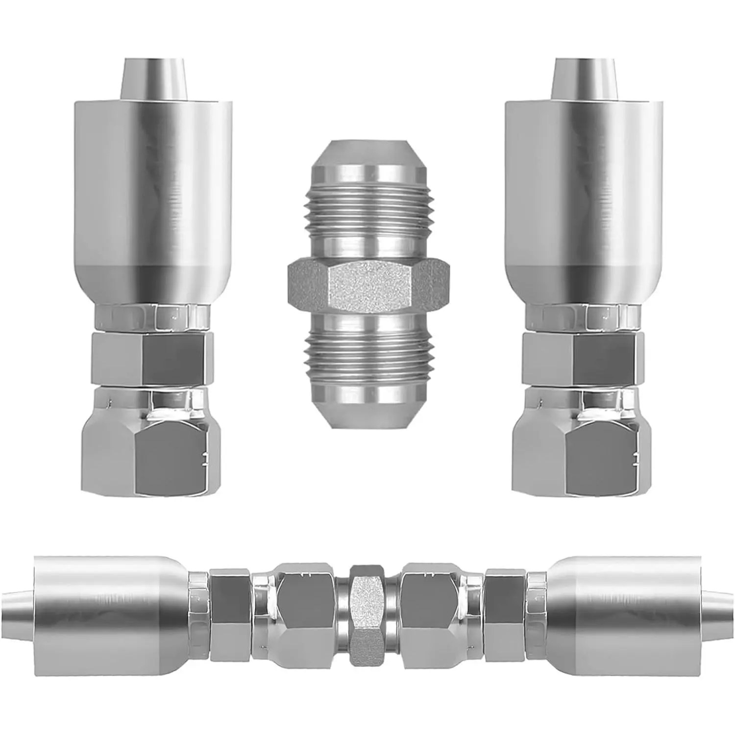 1/4’’ Hose x 1/4’’ JIC 37 Degree Female Swivel Hydraulic Hose Crimp Fittings with NPT Male Thread Pipe Adapter,for Single Wire Hydraulic Hose