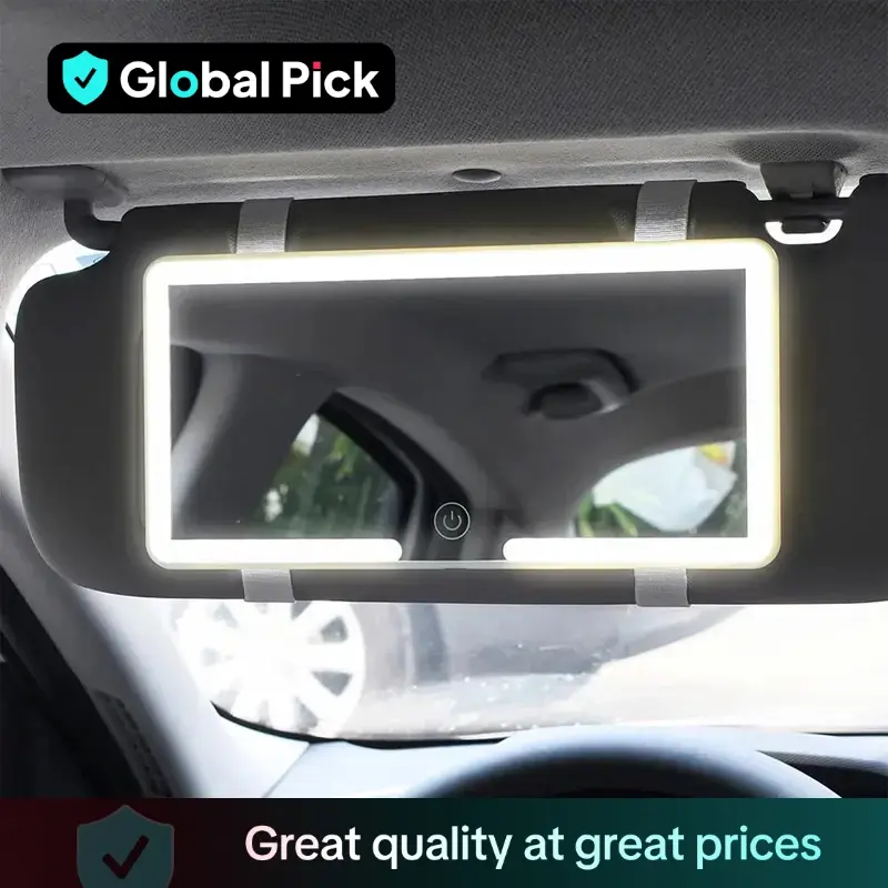 Car Sun Visor Makeup Mirror, LED Touch Screen Adjustable Brightness Auto Interior Makeup HD Mirror, Rechargeable Vanity Mirror
