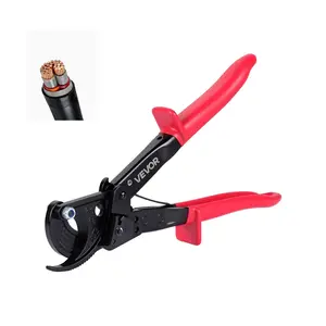 fathersdaygift VEVOR Ratcheting Cable Cutter, Spring Steel Blades with PVC-Coated Handles, Quick-Release Button, Heavy Duty Ratchet Cable Wire Cutter for Cutting Copper Aluminum Cables Up to 474 MCM/ 240 mm