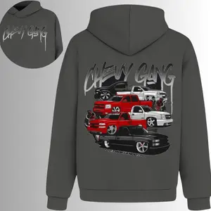 Chevy Gang Trokiando Slammed Trucks Hoodie, 2 Sides, Lowered Chevy Pickup Hooded Sweatshirt