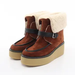 Pre-owned HERMÈS Suede Small Leather Goods Hermes Emisphere Shearling Boots
