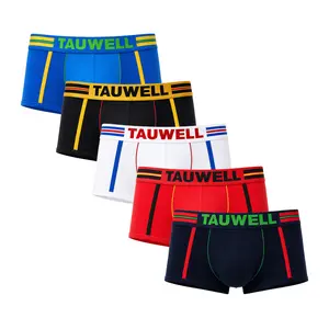 TAUWELL Men's Low Rise Trunk Underwear 5 Pack Colorblock Waistband Boxer Briefs for Gym Daily Wear and Travel-8201
