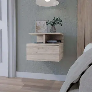 Light Gray 2-Tier Shelf Floating Nightstand-B062P175812