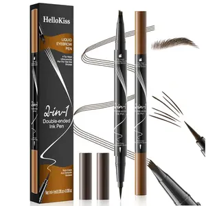 4-Fork Tip Microblading Eyebrow Pen - 2-in-1 Waterproof Eyebrow Pencil, Long-Lasting Natural Hair-Like Brows, Smudge-Proof & Easy to Use (02 # Dark Brown) Makeup Cosmetic