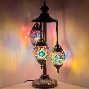 Garden Splendor: Multicolored Mosaic Egg-Shaped Floor Lamp with 3 Globes