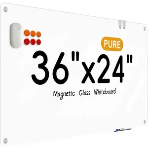 Glass Whiteboard - Glass Dry Erase Board 36" x 24"  Pure White Board Glass Writing Board White Boards for Walls Wall Office