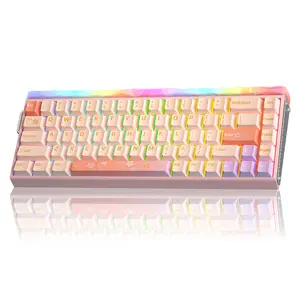 [New]AULA HERO 68 Ultra Aluminum Wired Magnetic Switch 65% Gaming Keyboard, RT 0.005mm, 8K Hz Polling Rate, Ultra-Fast Response, CNC Aluminum Body, RGB Backlight, Supports RS, SOCD, DKS, MPT Functions(Pink) Pro Gamer Design TikTokShopfalldealsforyou