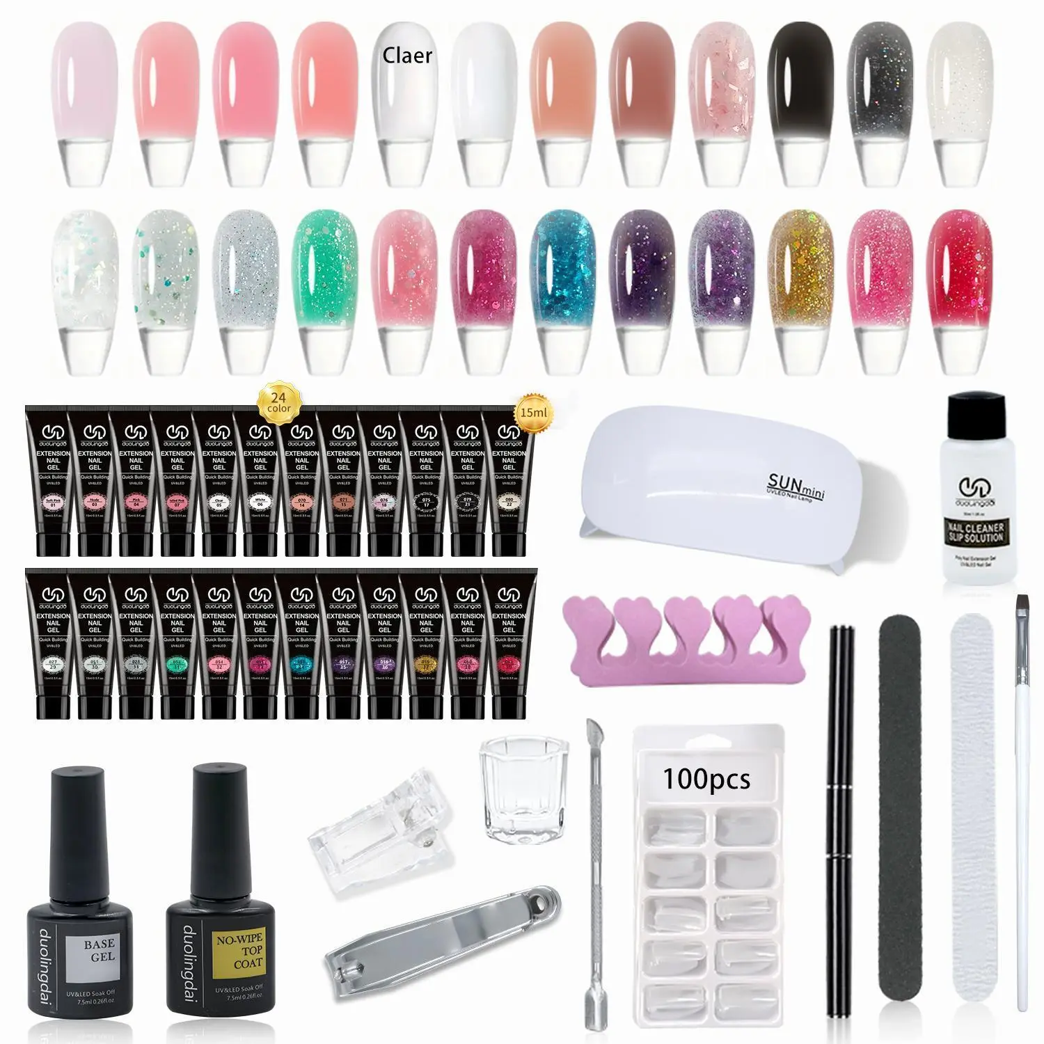 Long-lasting Poly Extension Gel Nail Kit, 49pcs/set Poly Gel & Mini Nail Lamp & Accessories, Professional Nail Art Design Beginner Kit, Nail Equipment, Polygel Nails, Nail Art Kits