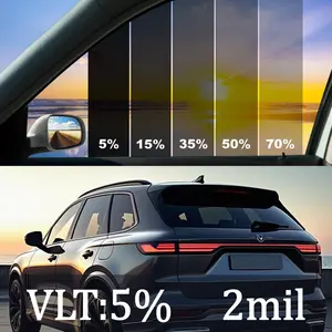 Black Automotive Tint Film 20"x10ft 5% VLT 99% UV Block 65% IR Heat Rejection Thick Film for Heat Insulation & Glare Reduction 2mil Thickness 2-PLY Car Sunshade Outside Car