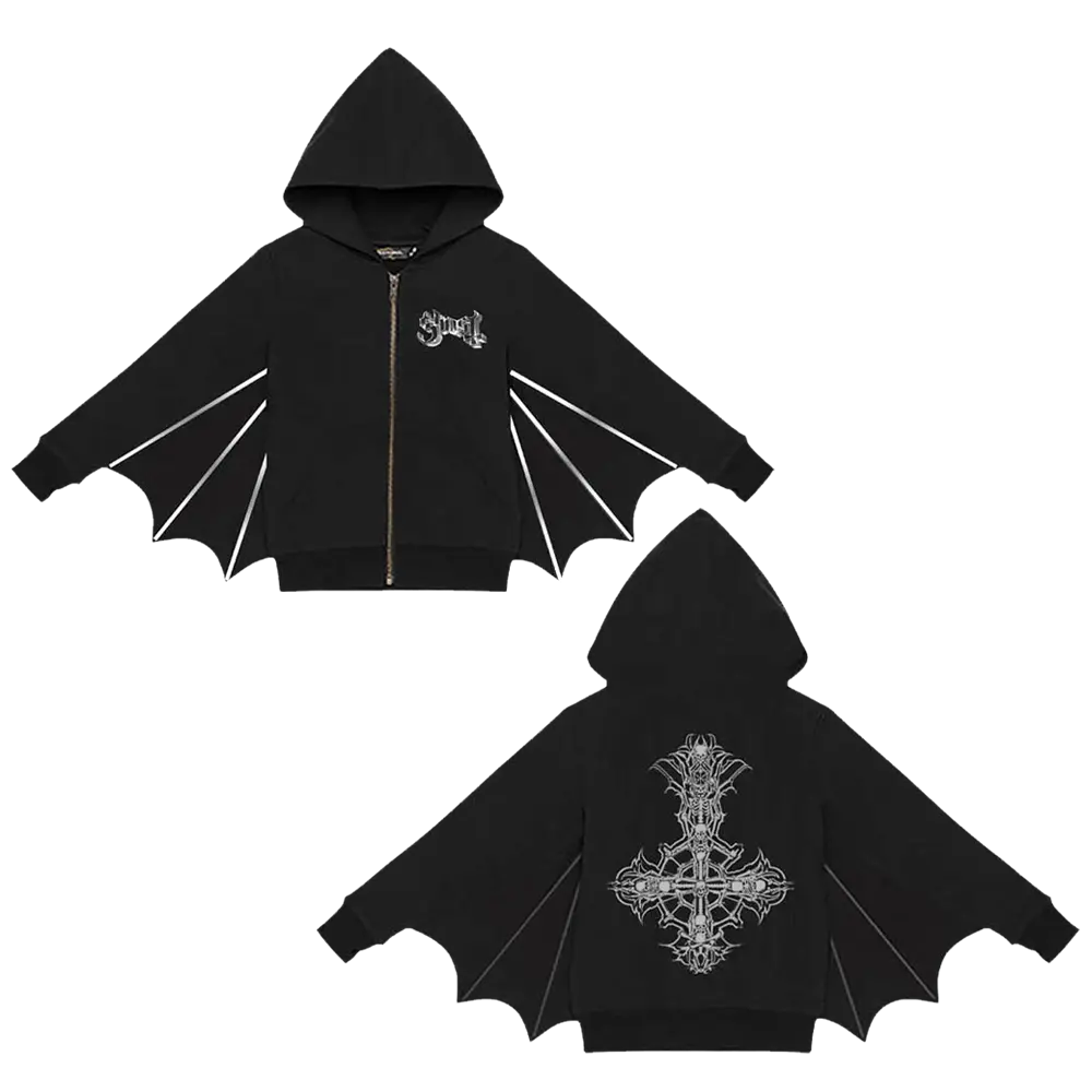 Silver Foil Bat Wing Hoodie