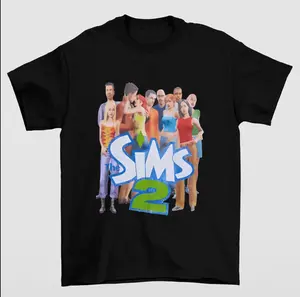 The Sims 2 Game Cover T-Shirt Featuring Bold Retro Typography and Iconic Gaming Design