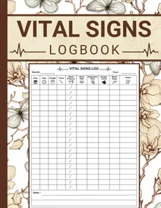 Vital Signs Log Book: Simple Large Health Monitoring Journal and Medical Records Notebook for Temperature, Oxygen Level, Heart Rate, Respir