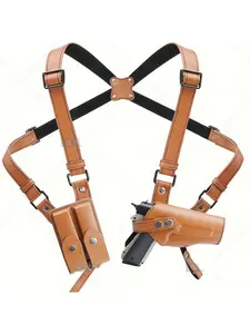 Concealed tactical hunting underarm holster PU Leather Gun 1911 Glock 17 19 31 Holster with Double Magazine Pouch