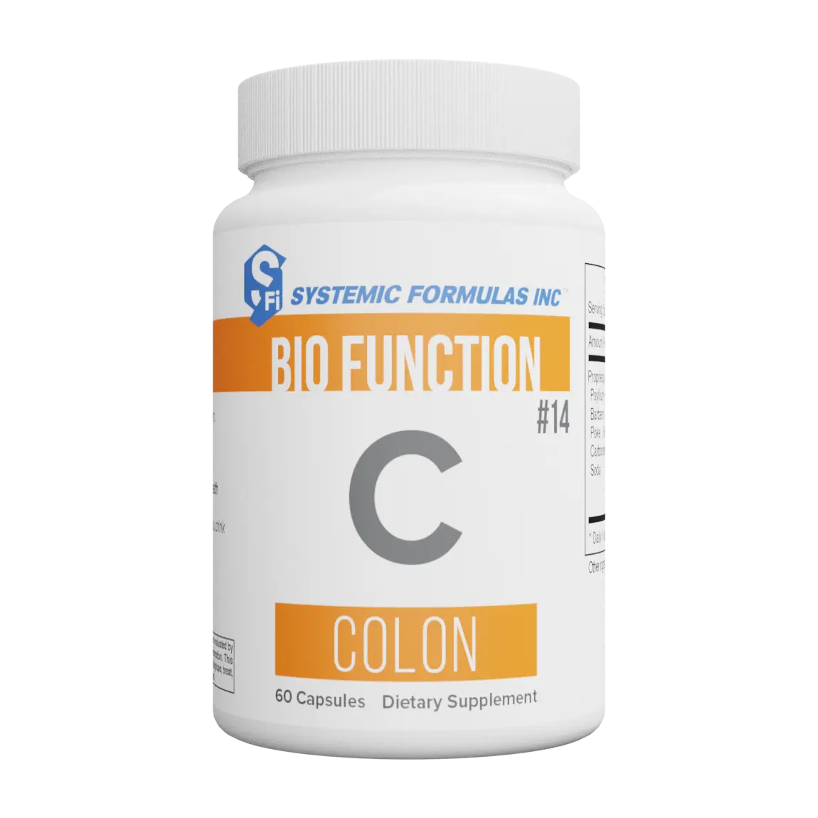 Systemic Formulas Bio Function C Colon Dietary Supplement - Natural Fiber Capsules with Natural Ingredients for Colon Support
