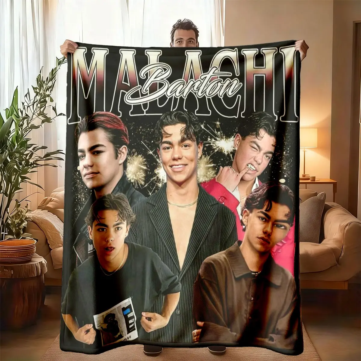 Malachi Barton Themed Fleece Cozy Blanket, Large Size Soft Lightweight Warm Throw for All Seasons, Perfect for Bed Sofa Office Camping and Travel, Blanket Gifts
