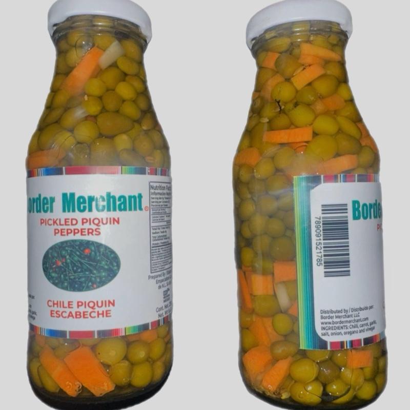 Border Merchant Chile Piquin Del Monte En Escabeche Hot & Spicy Pepper 2 Bottles