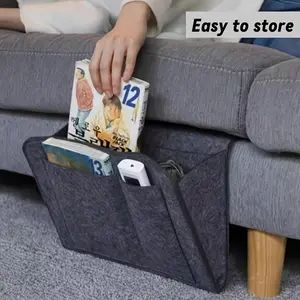Bedside Storage Hanging Bag, Durable Fabric Bed Hang Organizer, Multi-Layer Space-Saving Bag for Sofa Hotel Travel, Remote Tablet Portable Bed Head Organizer, Multipurpose Storage Solution