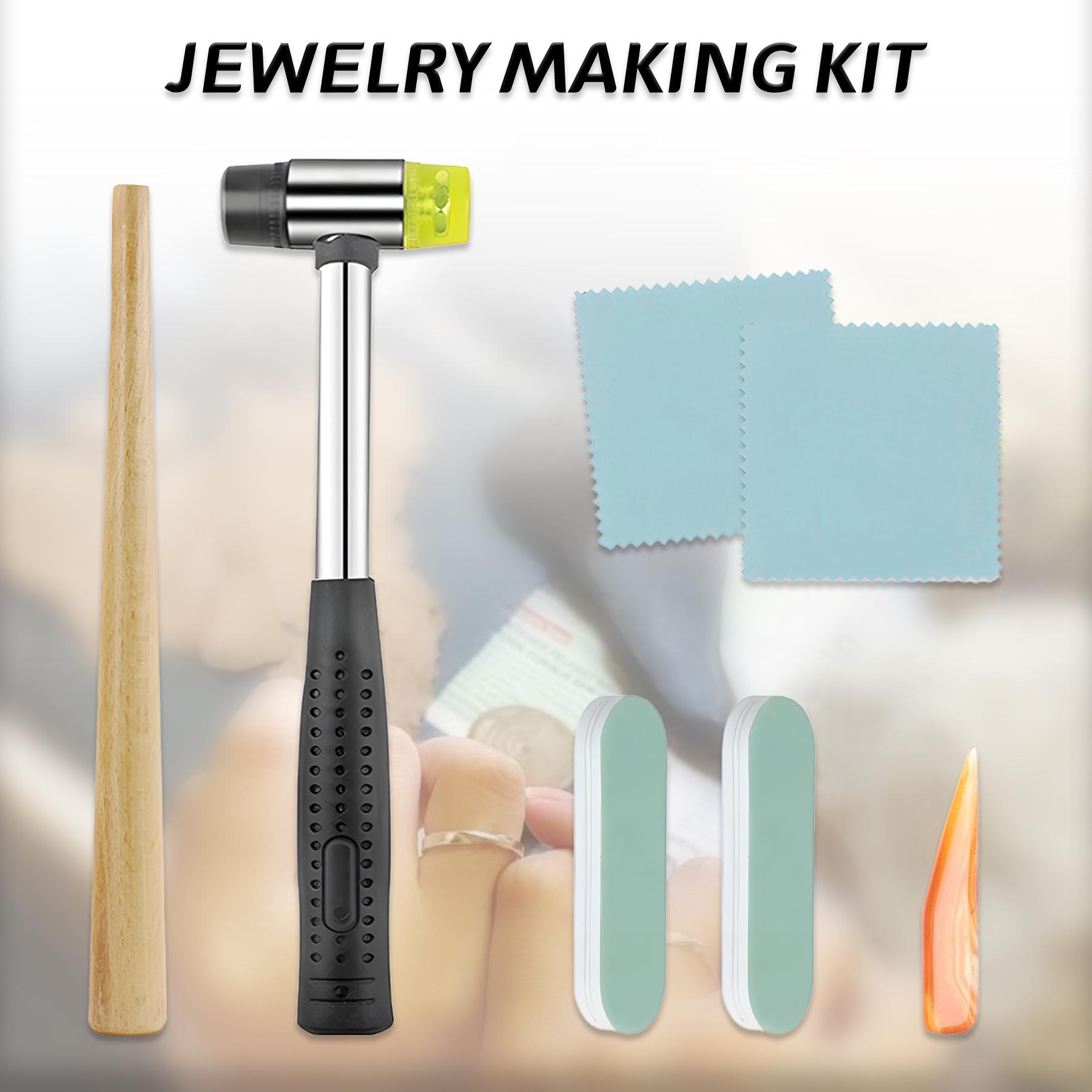 Jewelry Stamping Kit with A-Z Letter Stamps, Ring Sizer, Hammer & Polishing Tools - Complete Jewelry Making Set for Metal Stamping & DIY Jewelry