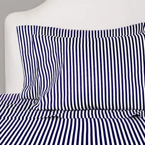 Navy Blue Striped Fitted Sheet