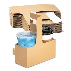 2 Cup Disposable Drink Carrier With Handle  25 Pack Paperboard Handled Carriers 12-30 Oz To Go Coffee Holder For Cold Hot Drinks Takeout Cafe