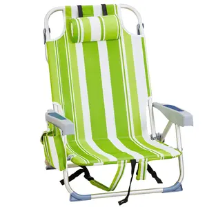 Silver White Aluminum Beach Chair 63*65*82cm Short Oxford Cloth with Silver White Finish, 100kg Capacity, Ideal for Outdoor Sporting