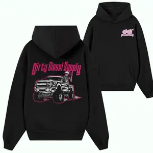 Dirty Diesel Supply Ford Skeleton Truck Hoodie – Pink Graphic Diesel Pickup Pullover, Trendy Streetwear for Truck Lovers, Off-Road Style Hoodie for Men & Women