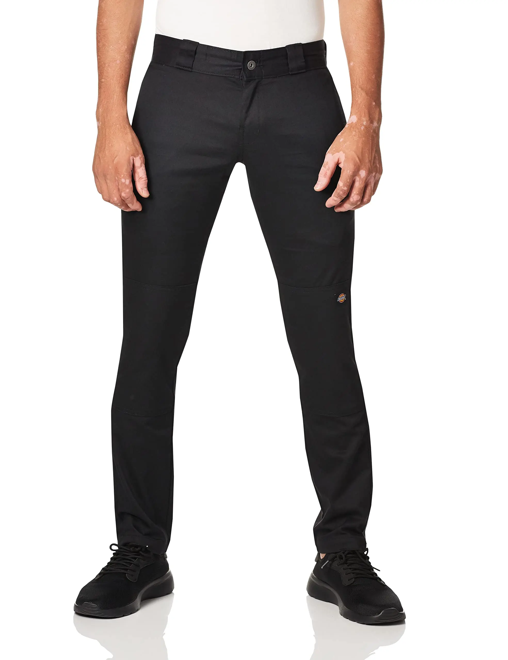 Dickies Menswear Men's Slim Fit Skinny Straight Double Knee Work Pants - Black, 38W x 30L US, Full Length, Reinforced, Wrinkle-Resistant, Solid, Multi-Pocket Utility Trousers