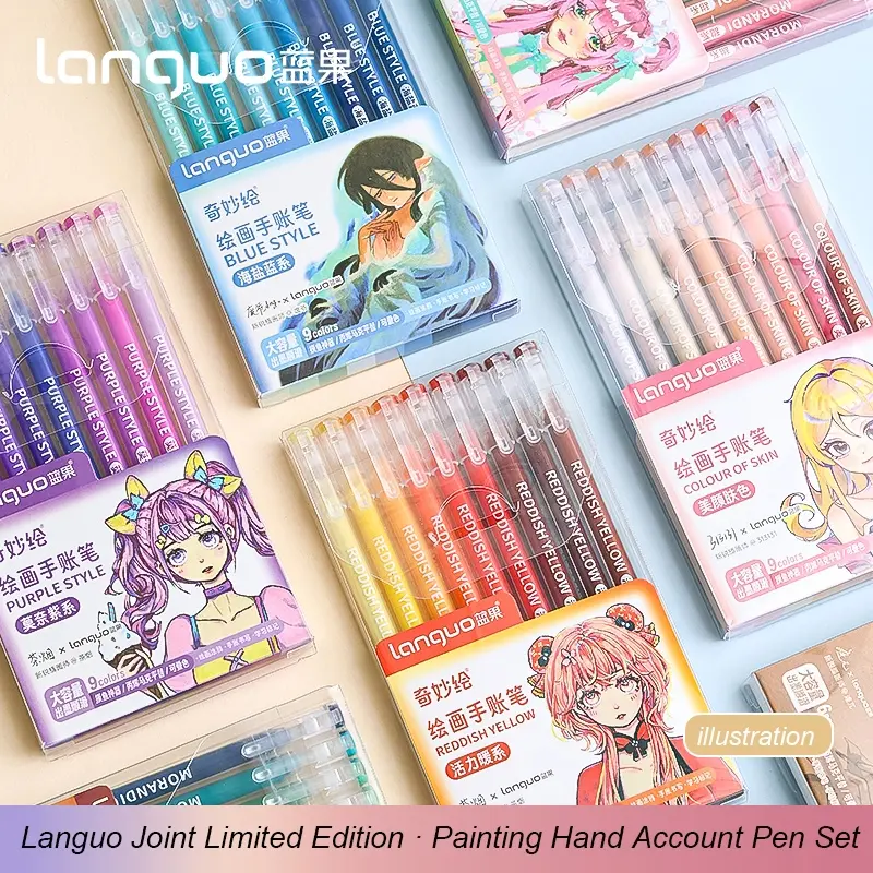 Languo Co-Branded Color Gel Pen & Doodle Journal Set Creative Journaling Style Large Capacity, Smooth Writing for Drawing & Marking Perfect for Planners, Notes & Daily Creative Use
