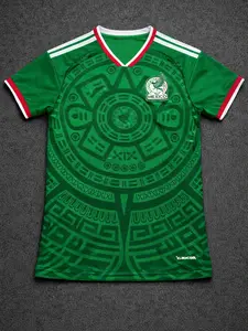 Mexico Soccer Jersey Embroidered Logo Jersey, Aztec Calendar Football Shirt, Green Mexico Fan Jersey, Custom Embroidery Foothball Jersey