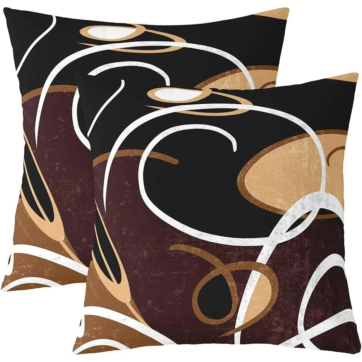 Modern Spiral Throw Pillow Covers Black Brown White Geometric Swirl Adults Watercolor Circles Simple Style Cushion Covers Living Room Office