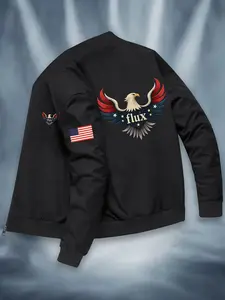 Men's Vintage Baseball Jacket, American Retro Pilot Coat, Zip Design, Polyester, Casual Formal Two-In-One