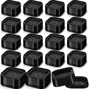 16 Pack Furniture Risers Adjustable Bed Risers Desk  Risers 1.38" Stackable Heavy Duty Bed Lifts Risers Square Bed Raising Blocks for Mattress Table  Desk Chair Couch Sofa Dorm (Black)