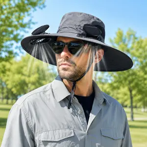 2026 Outdoor New Solar Wide Brim Cooling Hat with Dual Fans, Sun Protection Hat with Solar Fan | Dual-Power Rechargeable Fan Bucket Hat Wide Brim Bucket Hat | TikTokShopSpringGlowUp Sun Bucket Hat Lightweight Golf Hat
